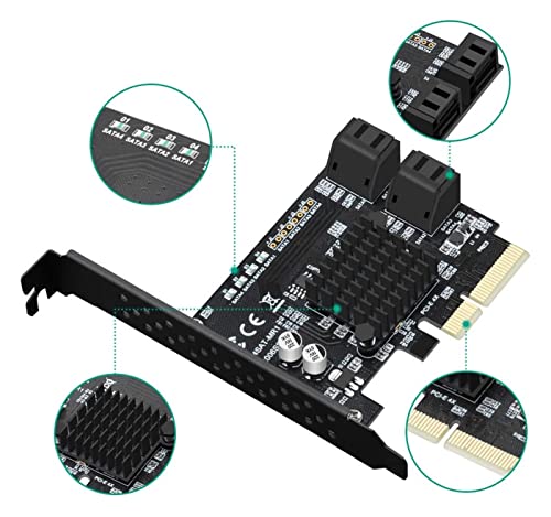HUAHUA JUSU Store 4 Puertos SATA III 6 Gbps Raid DE PCIE Tarjeta de Controlador de Host Soporte Hyperduo Ssd Nervio IPF Puerto de Disco Duro multiplicador 8 8SE9230 Chip
