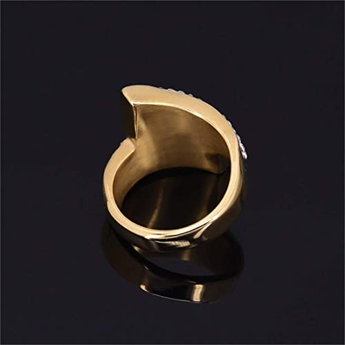 HUAQINEI Diamante Redondo Simple Anillo de Acero de Titanio Mujer Moda y sencillez Personalidad Joyería Oro, Tamaño r, p