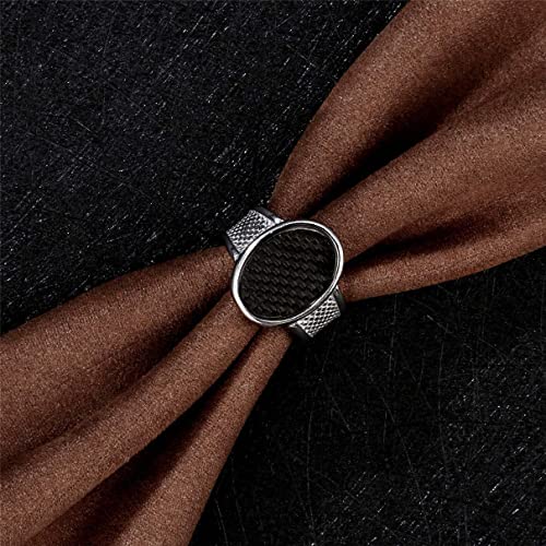 HUAQINEI Moda y Simplicidad Tendencia de la Moda Anillo de Acero Inoxidable para Hombres de Fibra de Carbono Negro Joyería Vintage, tamaño Plateado r, p