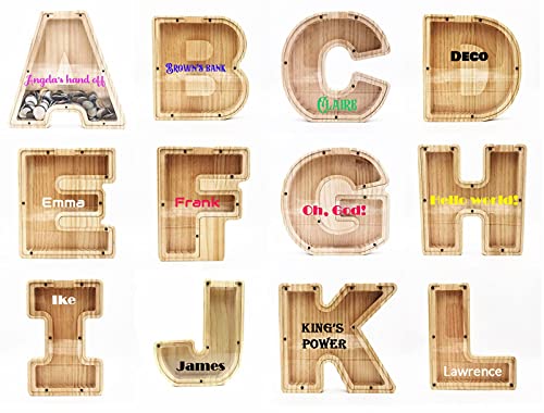 Hucha Personalizada - Forma de Letra de Madera - Huchas Originales con tu Nombre y Texto - Decoración y Regalo para Familiares y Amigos