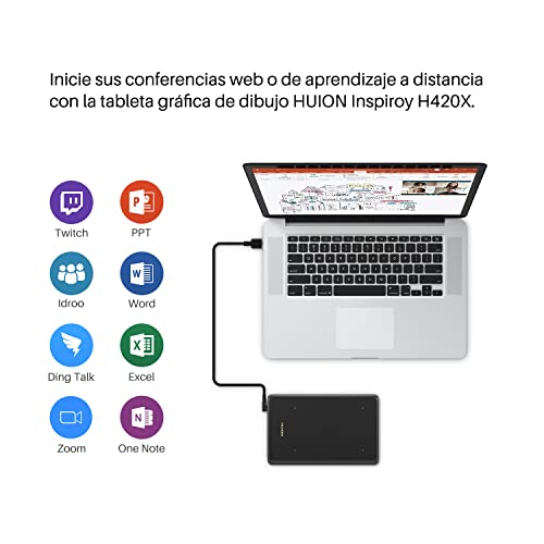 HUION Inspiroy H420X OSU Tabletas Gráficas, Lápiz óptico sin Batería de 8192 Niveles,Tableta de Dibujo de 4.17x2.6 Pulgadas Compatible con Chromebook / Windows / Mac / Android para Enseñanza en Línea