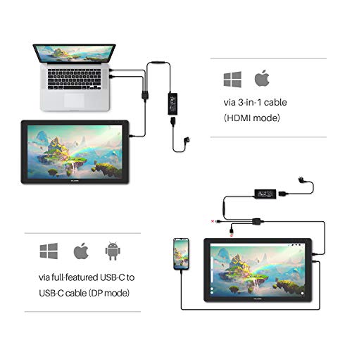 HUION KAMVAS 22 Plus Tableta Gráfica con Pantalla QD Completamente laminada, 140% s RGB, Android Soporte, Ideal para tareas domésticas y Aprendizaje a Distancia - 21.5 Pulgadas
