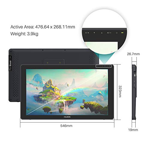 HUION KAMVAS 22 Plus Tableta Gráfica con Pantalla QD Completamente laminada, 140% s RGB, Android Soporte, Ideal para tareas domésticas y Aprendizaje a Distancia - 21.5 Pulgadas