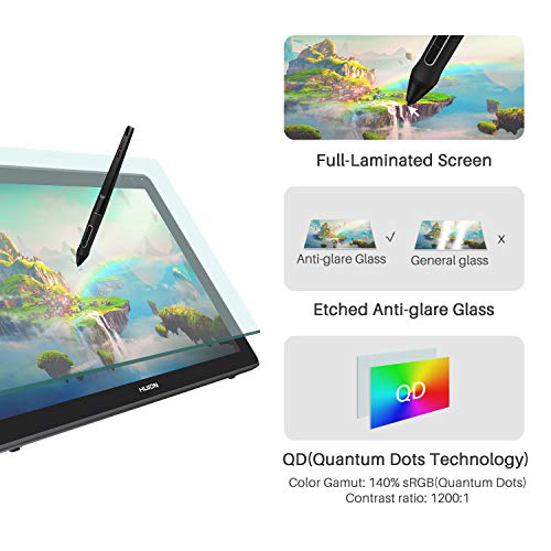 HUION KAMVAS 22 Plus Tableta Gráfica con Pantalla QD Completamente laminada, 140% s RGB, Android Soporte, Ideal para tareas domésticas y Aprendizaje a Distancia - 21.5 Pulgadas