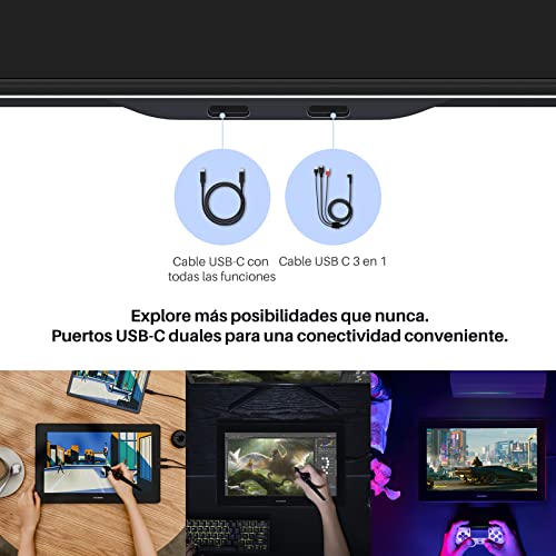 HUION Kamvas Pro 16 4K UHD Tableta Gráfica con Pantalla, Monitor de 15,6 Pulgadas, Antirreflejo Laminado Completo, Función de Inclinación 8192 Lápiz óptico sin Batería PW517 para PC, Mac, Android