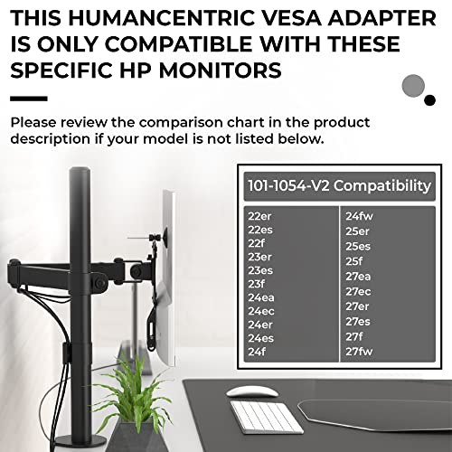 HumanCentric Adaptador de soporte VESA para monitores HP 22er, 22es, 23er, 23es, 23f, 24er, 24ea, 25er, 25es, 25f, 27er, 27ea, 27es, 27f, 27fw