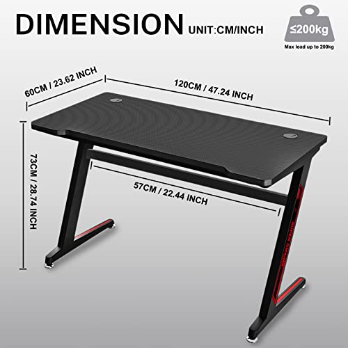 Huracan Mesa de Juego Grande Pata Z, Placa de Acero de Fibra de Carbono Maciza, 122,8 x 67,2 x 13,6 cm
