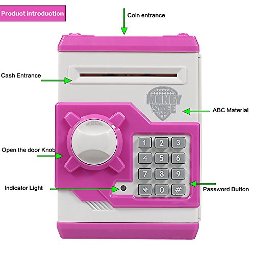 HUSAN Hucha electrónica para niños con código electrónico de cerditos, Mini cajero electrónico para Monedas ATM, Caja de Monedas, Juguete Divertido Regalo (Rosa)