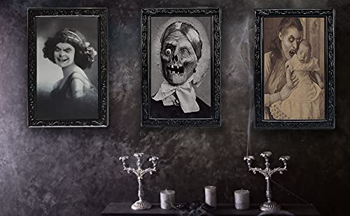 HUYIWEI Halloween Horror 3D Marco de Fotos,Marco de Pintura con Cambio Facial,La inocencia y el Diablo,decoración de Fiestas para Halloween,Casas embrujadas o Fiestas temáticas de Terror(38x25cm)