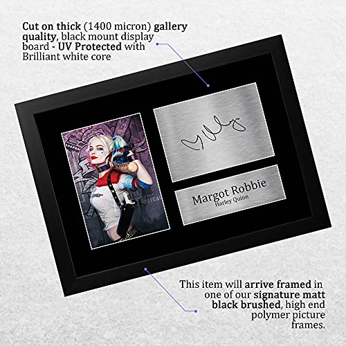 HWC Trading A4 FR Margot Robbie Suicide Squad Harley Quinn presenta una imagen impresa firmada autógrafa para los fans de la película - A4 enmarcado