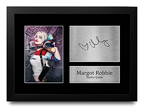 HWC Trading A4 FR Margot Robbie Suicide Squad Harley Quinn presenta una imagen impresa firmada autógrafa para los fans de la película - A4 enmarcado