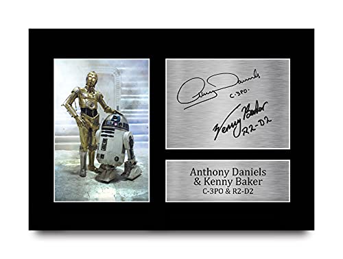 HWC Trading Anthony Daniels & Kenny Baker C-3Po R2-D2 A4 Sin Marco Regalo De Visualización De Fotos De Impresión De Imagen Impresa Autógrafo Firmado por Star Wars Los Aficionados Al Cine