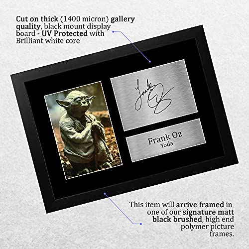 HWC Trading Frank Oz A4 Enmarcado Regalo De Visualización De Fotos De Impresión De Imagen Impresa Autógrafo Firmado por Star Wars Yoda Los Aficionados Al Cine