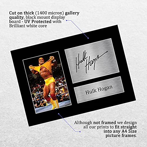HWC Trading Hulk Hogan A4 Sin Marco Regalo De Visualización De Fotos De Impresión De Imagen Impresa Autógrafo Firmado por WWE WWF Fanáticos De La Lucha