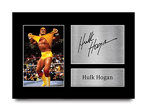 HWC Trading Hulk Hogan A4 Sin Marco Regalo De Visualización De Fotos De Impresión De Imagen Impresa Autógrafo Firmado por WWE WWF Fanáticos De La Lucha