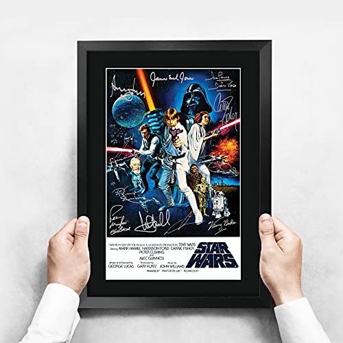 HWC Trading Star Wars A3 Enmarcado Regalo De Visualización De Fotos De Impresión De Imagen Impresa Autógrafo Firmado por Los Aficionados Al Cine