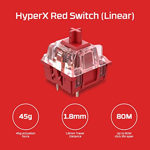 HyperX Alloy Elite 2 – Teclado mecánico para Videojuegos, personalización de luz y Macro controlada por Software, Controles Multimedia, retroiluminación LED RGB. Tecla HyperX Red