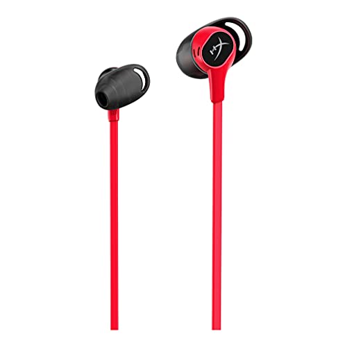 HyperX Cloud Buds – Bluetooth Auriculares inalámbricos, Qualcomm aptX HD, 10 Horas de duración de la batería, Controladores de 14 mm, cómodas Almohadillas de Silicona, 3 tamaños de Cabezal, Rojo