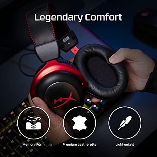 HyperX Cloud II Wireless - auriculares inalámbricos para PC, PS4, PS5, Nintendo Switch, batería duradera de hasta 30 horas, sonido envolvente 7.1, micrófono con cancelación de ruido, Negro