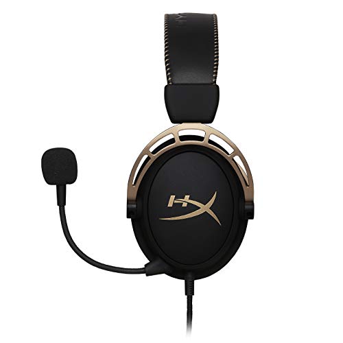HyperX HX-HSCA-GD/NAP Cloud Alpha Gold - Auriculares para juegos con control de volumen en línea