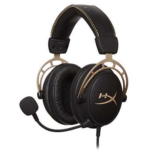 HyperX HX-HSCA-GD/NAP Cloud Alpha Gold - Auriculares para juegos con control de volumen en línea