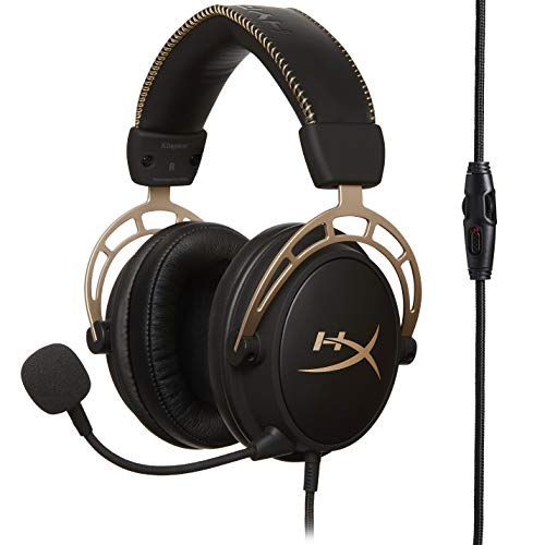 HyperX HX-HSCA-GD/NAP Cloud Alpha Gold - Auriculares para juegos con control de volumen en línea