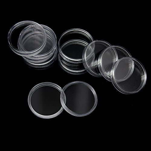 Hysagtek 100 Pcs Coin Capsules Round Coin Collection Holder Display Case Container With Storage Organizer Box for Coin Collection Supplies, 30 mm, Transparent