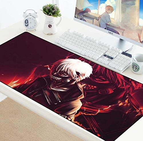 HYSNZJK Tokyo Ghoul Gaming Play Mats Alfombrilla de ratón Anime Cartoon Gamer Alfombrilla de ratón Teclado Grande Escritorio Computadora Pc Mat Pad (Size_4) 39.7 × 19.68 × 0.12 Pulgadas