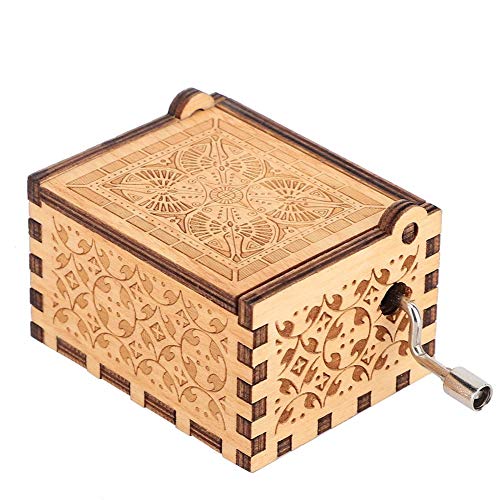 Hztyyier Caja de música mecánica de Madera Caja de música patrón Tallado con Resorte de manivela para Regalos de decoración del hogar para cumpleaños(Los Simpsons)