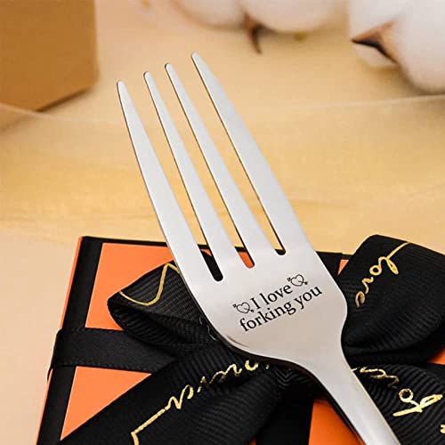 I Forking Love You Forks, Engraved Fork In Gift Box, Personalised Inspirational Engraved Dinner Forks, Super Funny Gift For Loved One (I Forking Love You Too)