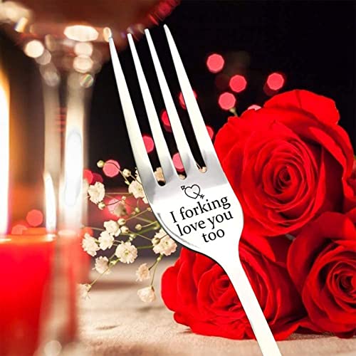 I Forking Love You Forks, Engraved Fork In Gift Box, Personalised Inspirational Engraved Dinner Forks, Super Funny Gift For Loved One (I Forking Love You Too)