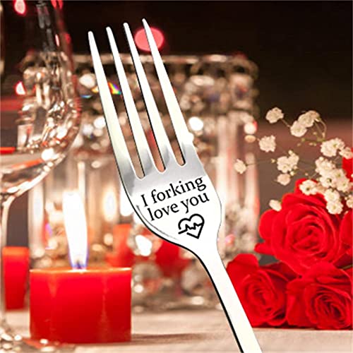 I Forking Love You Forks, Engraved Fork In Gift Box, Personalised Inspirational Engraved Dinner Forks, Super Funny Gift For Loved One (I Forking Love You Too)