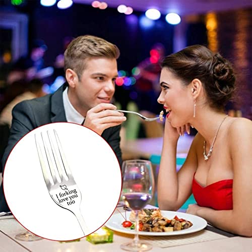 I Forking Love You Forks, Engraved Fork In Gift Box, Personalised Inspirational Engraved Dinner Forks, Super Funny Gift For Loved One (I Forking Love You Too)