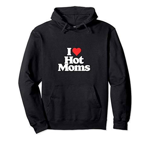 I Love Hot Moms! Funny Retro Vintage Minimalist 80s Graphic Sudadera con Capucha