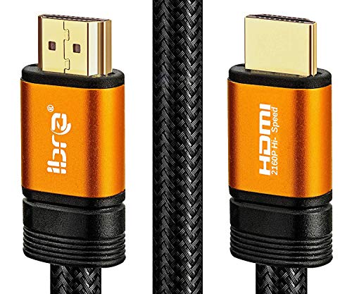 IBRA 1M Orange Cable de HDMI de Ultra Alta Velocidad Cable de 18Gb/s HDMI 2.0b Soporte 4K@60Hz Fire TV, Ethernet, Retorno de Audio,Video UHD 2160p,HD 1080p,3D, Xbox Playstation PS3 PS4 PC