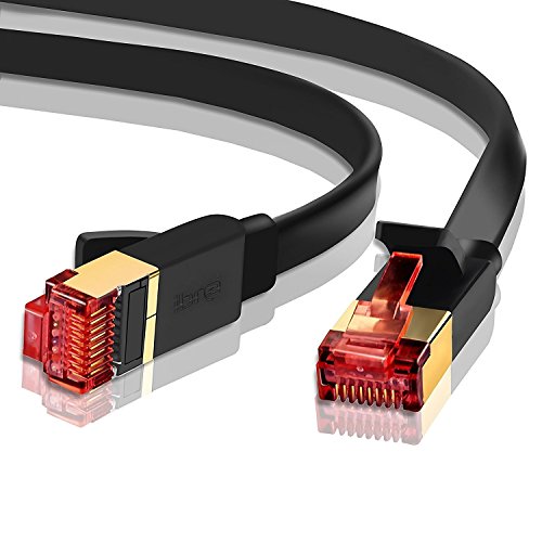 IBRA® 3M Cable de Red Gigabit Ethernet LAN Cat.7 (RJ45) CAT7 (Avanzado) | 10 Gbps a 600 MHz | Cables Chapado en Oro Plug STP | Patch | Router | Módem| Negro Oblato