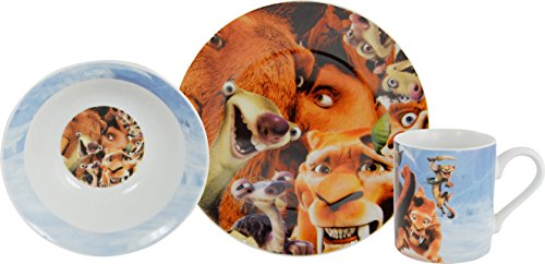 Ice Age Set de desayuno con dise&ntilde gran cataclismo, 3 piezas (plato, cuenco de cereales, taza), producto con licencia