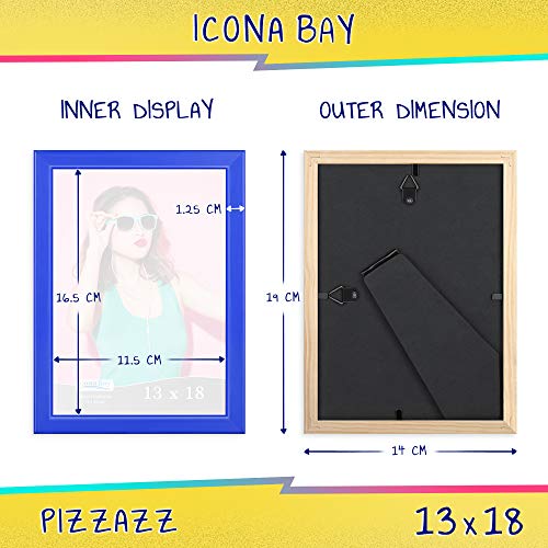Icona Bay 13x18 Picture Frames, Colored Solid Wood Frame for Photo, Pizzazz Collection (Blue, 1 Pack)