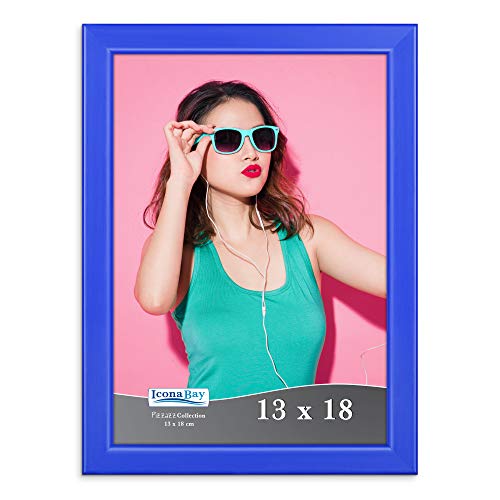 Icona Bay 13x18 Picture Frames, Colored Solid Wood Frame for Photo, Pizzazz Collection (Blue, 1 Pack)