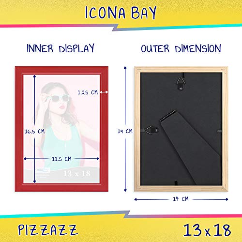 Icona Bay 13x18 Picture Frames, Colored Solid Wood Frame for Photo, Pizzazz Collection (Red, 1 Pack)