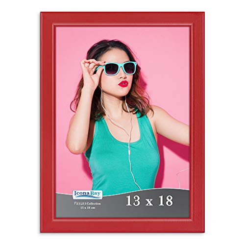 Icona Bay 13x18 Picture Frames, Colored Solid Wood Frame for Photo, Pizzazz Collection (Red, 1 Pack)
