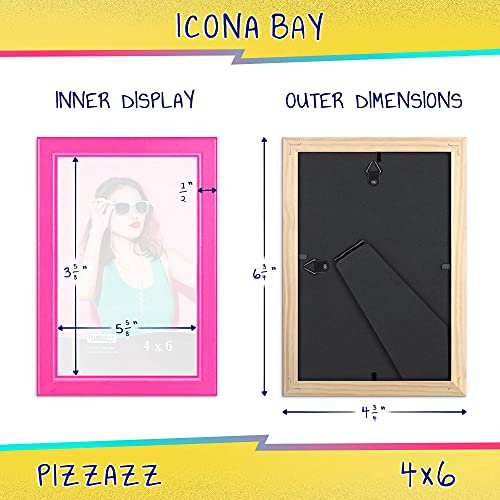 Icona Bay 6x4 Picture Frames (Pink, 1 Pack), Colored Solid Wood Scandinavian Style Frame for Photo, Pizzazz Collection