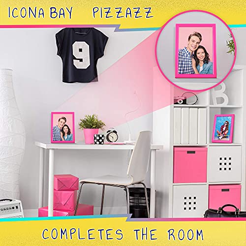 Icona Bay 7x5 Picture Frames (Pink, 1 Pack), Colored Solid Wood Scandinavian Style Frame for Photo, Pizzazz Collection