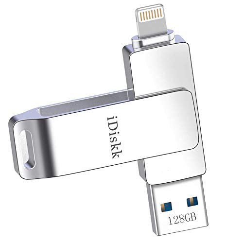 iDiskk Pendrive para iPhone iPad 128GB, Profesional Memoria USB Photo Stick Flash Drive Expansión para iOS Macbook y laptops [Certificación MFi]
