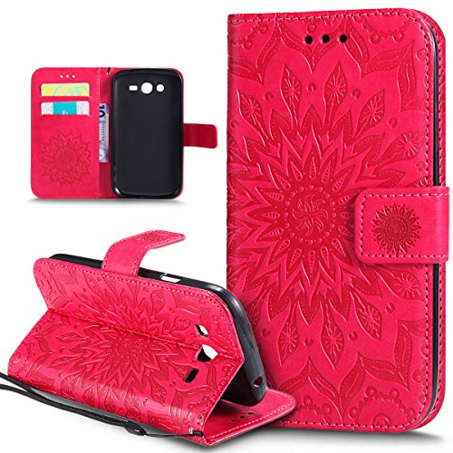 Ikasus® - Carcasa de piel sintética, con tapa, tarjetero, cierre magnético, compartimento y función atril para Samsung Galaxy Grand Plus, Grand Neo, Grand Lite, GT-I9060I i9060 i9062 i9082, con diseño