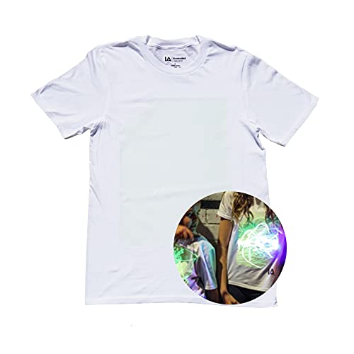 Illuminated Apparel Camiseta con diseño Interactivo con luz Que Brilla en la Oscuridad (Blanco/Verde, 5-6 Años)