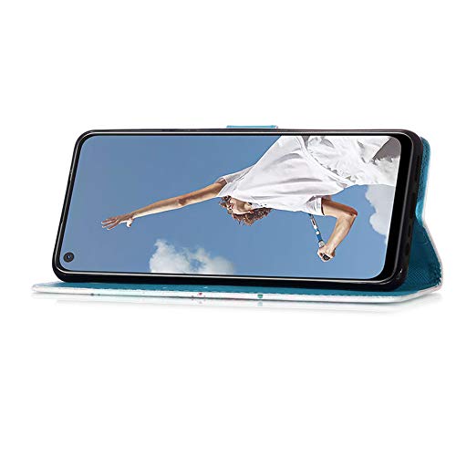 IMEIKONST Caso para OPPO A52 Funda 3D Moda Design Carcasa PU Cuero Libro Flip Cartera Magnetic Cover con Función de Soporte Funda para OPPO A92 / A52 / A72 3D Gold Blue Butterfly YB