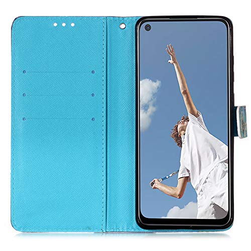 IMEIKONST Caso para OPPO A52 Funda 3D Moda Design Carcasa PU Cuero Libro Flip Cartera Magnetic Cover con Función de Soporte Funda para OPPO A92 / A52 / A72 3D Gold Blue Butterfly YB