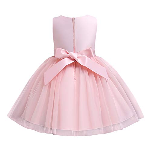 IMEKIS Vestido de princesa sin mangas con bordado floral para dama de honor, vestido de fiesta de cumpleaños, boda, desfile, lazo, tul, tutú formal corto vestido de noche