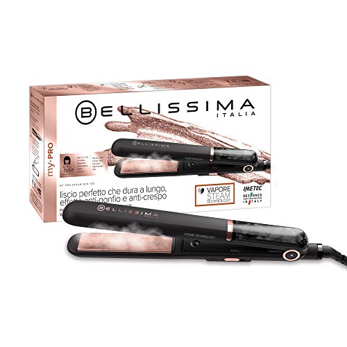 Imetec Bellissima My Pro Steam B28 100, Plancha de pelo con vapor profesional, efecto liso anti-encrespado, revestimiento en cerámica, temperatura regulable, calentamiento rápido